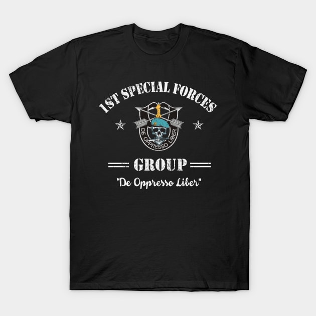 US Army 1st Special Forces Group Skull De Oppresso Liber SFG - Gift for Veterans Day 4th of July or Patriotic Memorial Day T-Shirt by Oscar N Sims